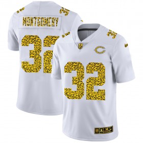 Maillot Homme Chicago Bears David Montgomery 32 Nike Flocked Leopard Print Blanc